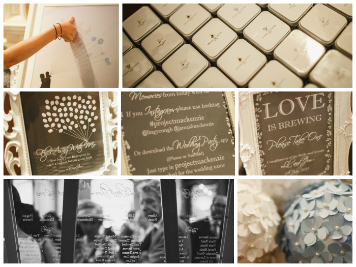 diy - seating plan, thumb print, tiles, favours, signs